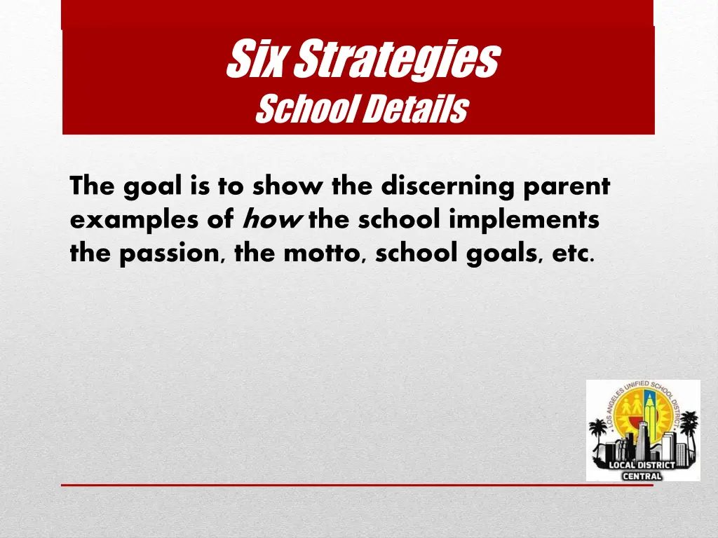 six strategies school details 2