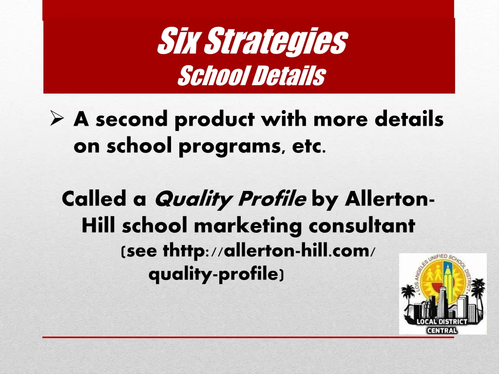 six strategies school details