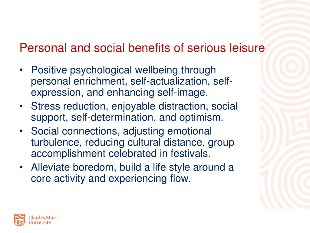 personal and social benefits of serious leisure