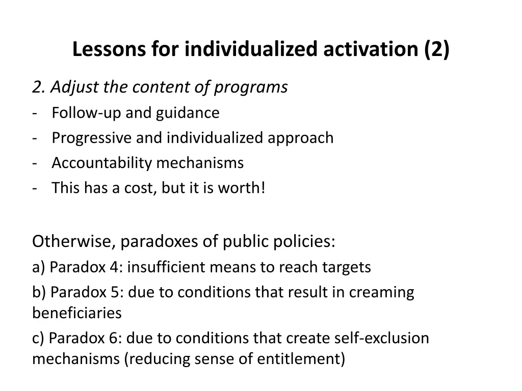 lessons for individualized activation 2