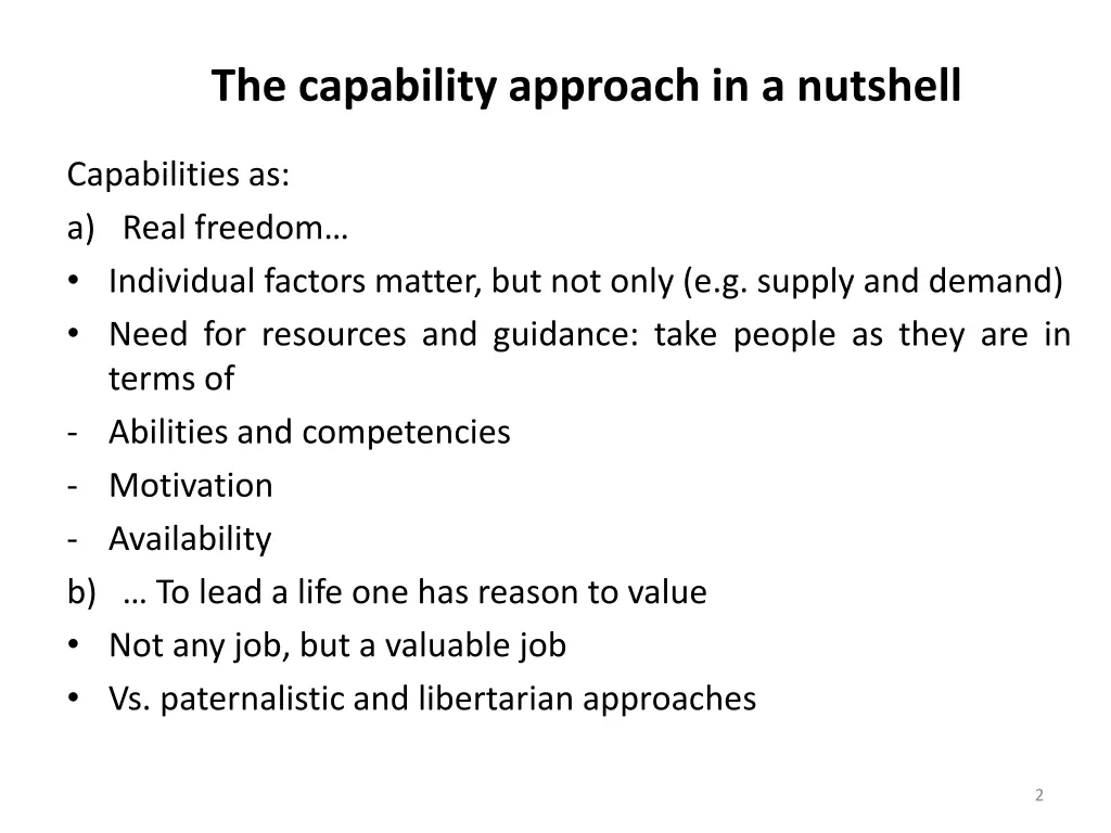 the capability approach in a nutshell