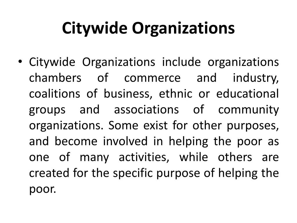 citywide organizations