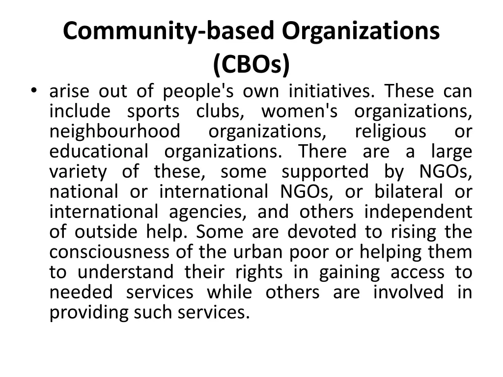 community based organizations cbos arise