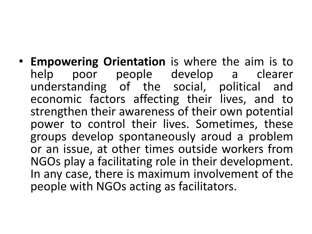 empowering orientation is where