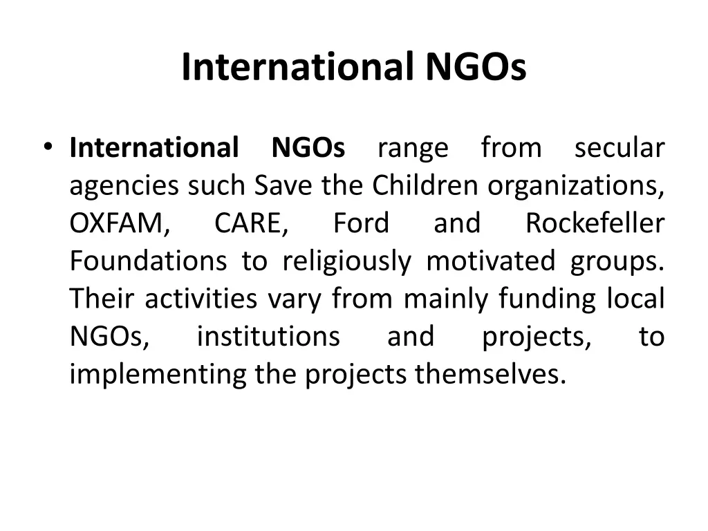 international ngos