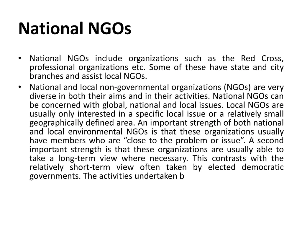 national ngos