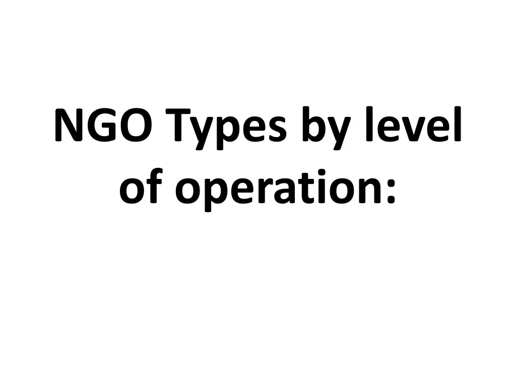 ngo types by level of operation