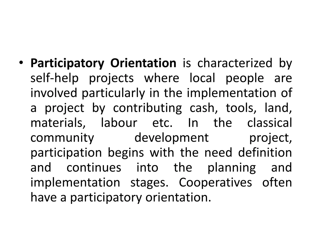 participatory orientation is characterized