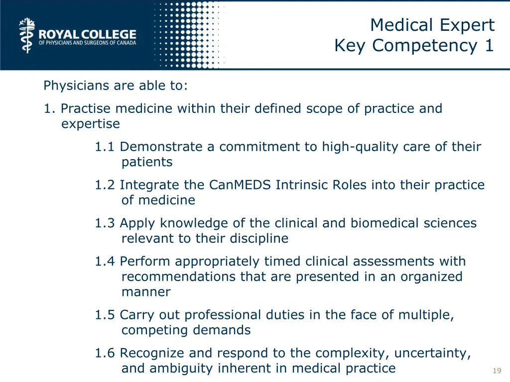 medical expert key competency 1