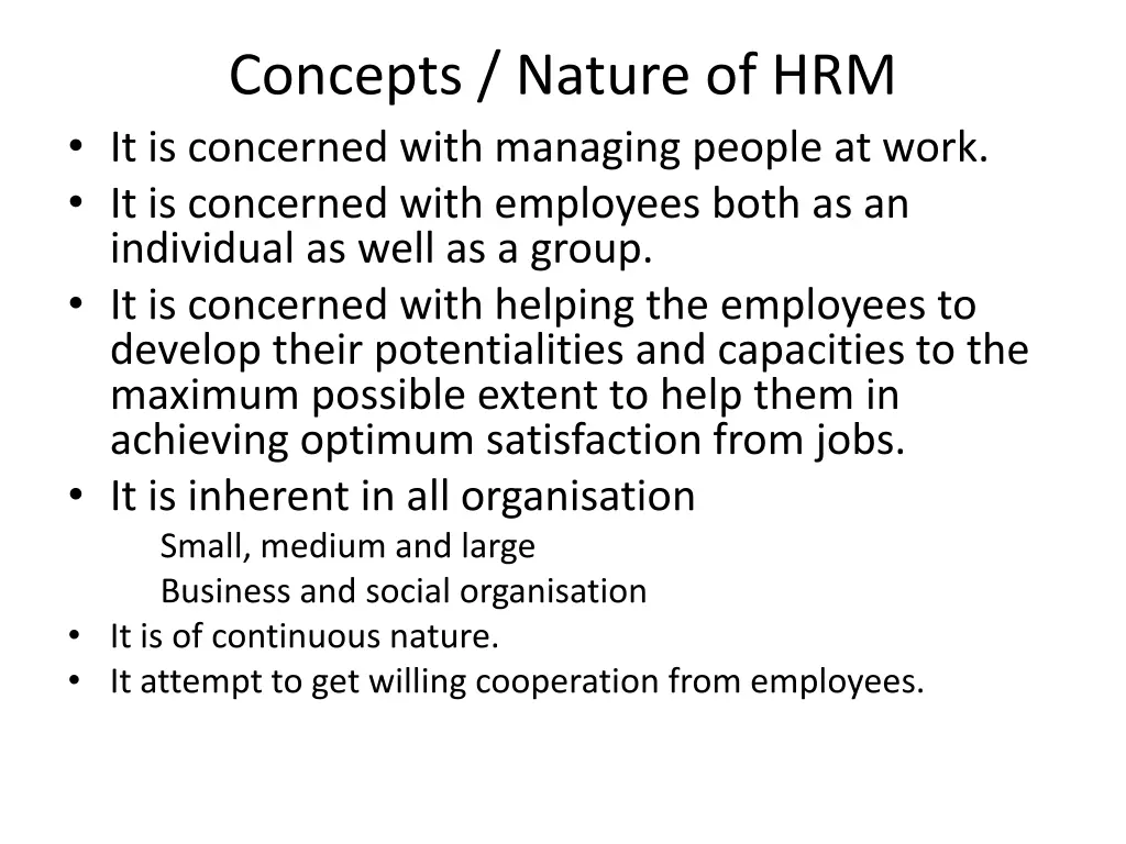 concepts nature of hrm it is concerned with