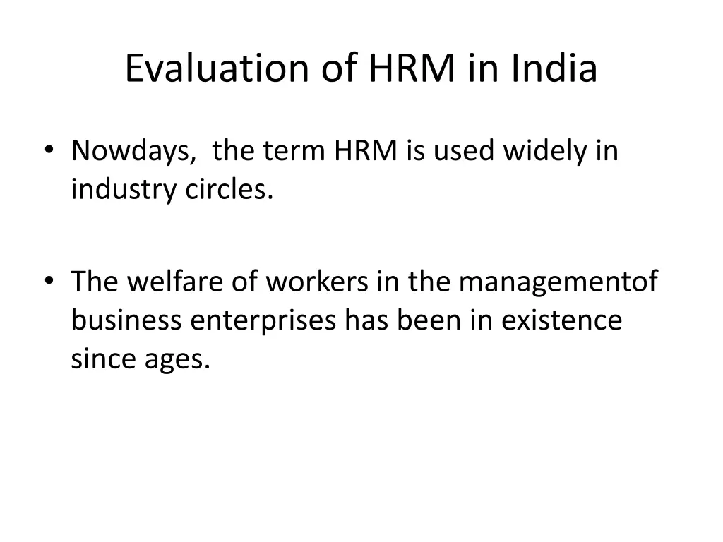 evaluation of hrm in india