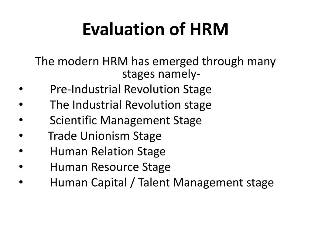 evaluation of hrm