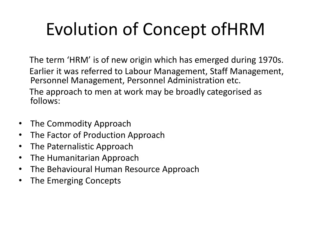 evolution of concept ofhrm