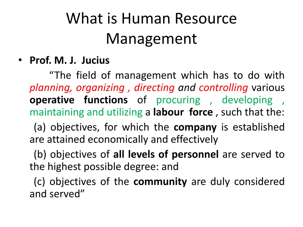 what is human resource management prof m j jucius