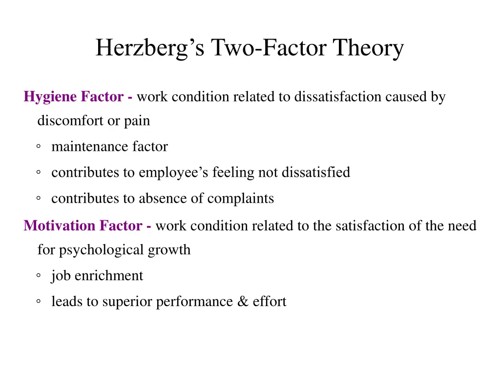 herzberg s two factor theory