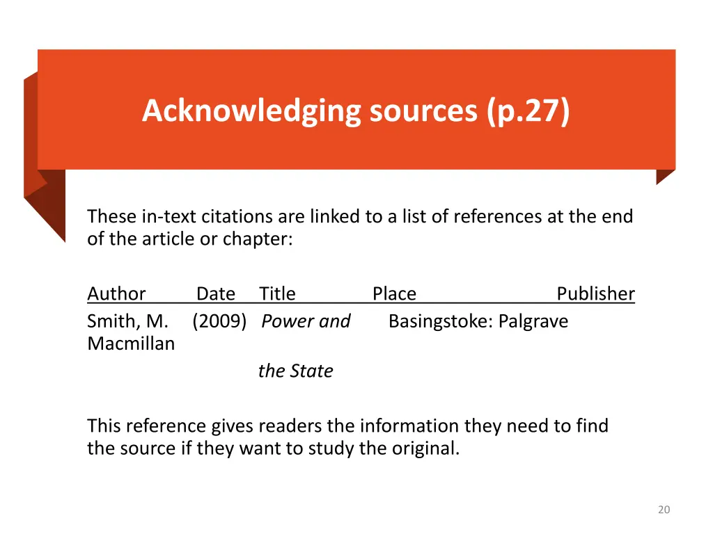 acknowledging sources p 27