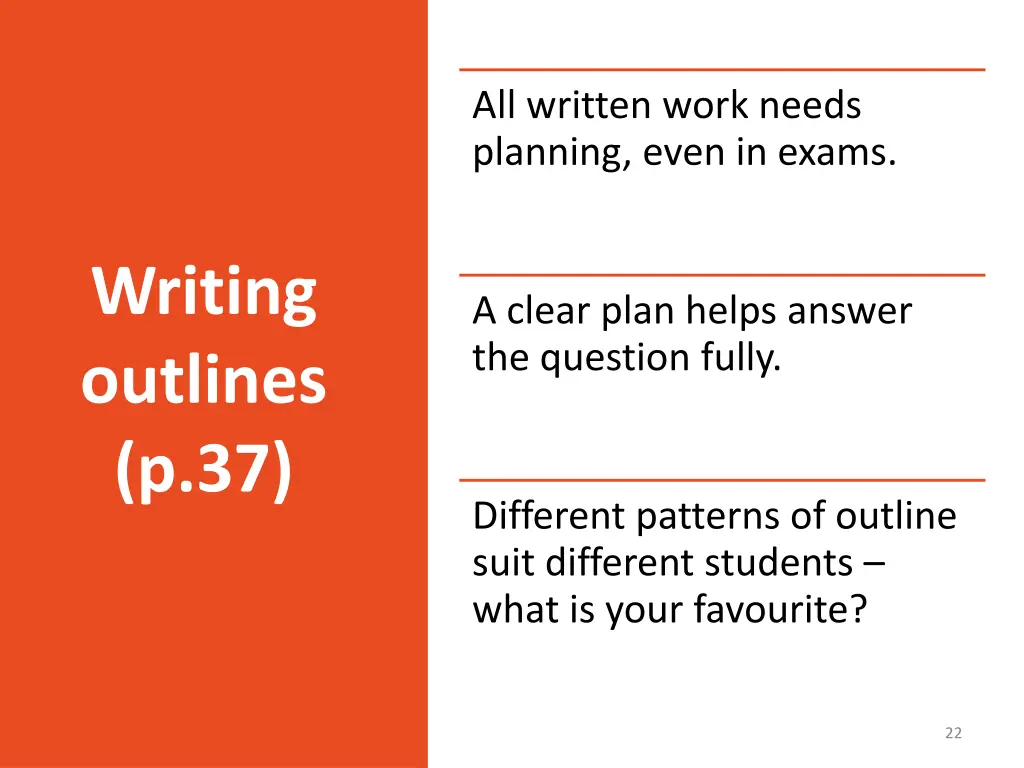 all written work needs planning even in exams