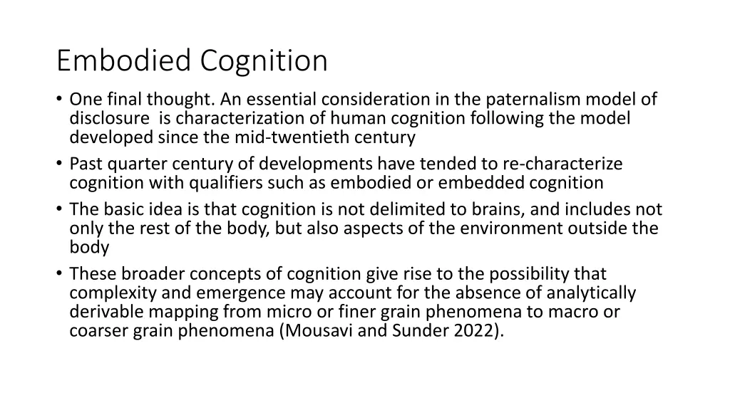 embodied cognition one final thought an essential