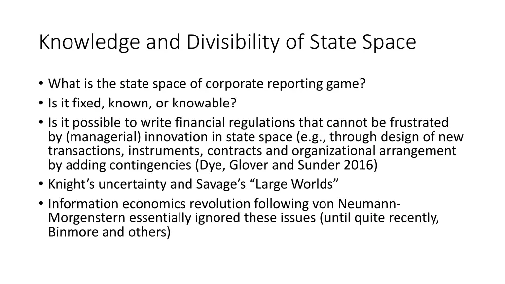 knowledge and divisibility of state space