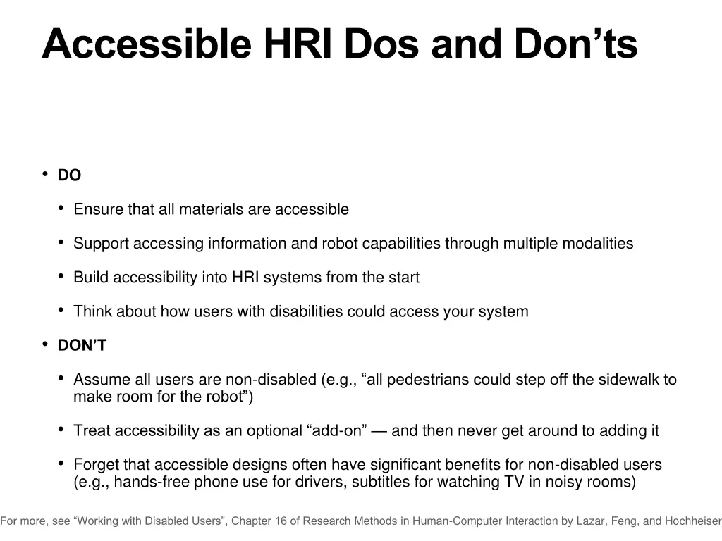 accessible hri dos and don ts