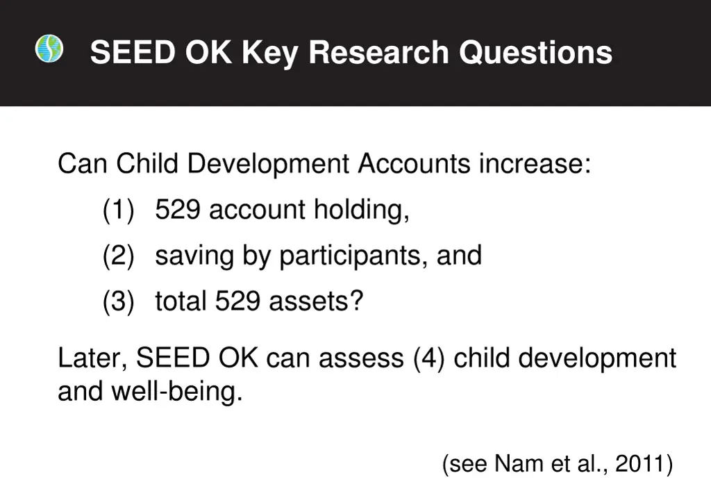 seed ok key research questions