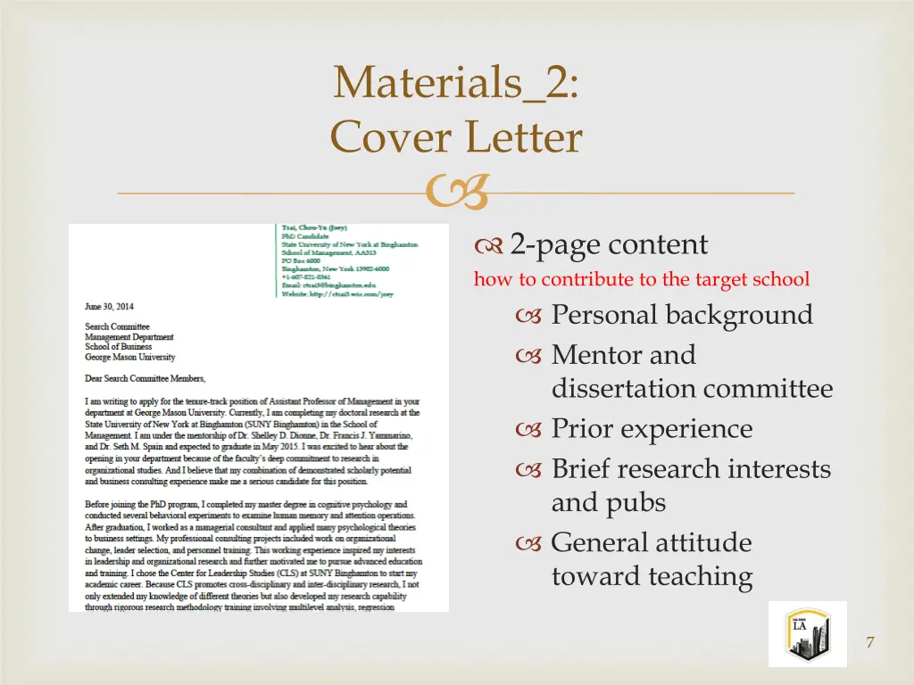 materials 2 cover letter