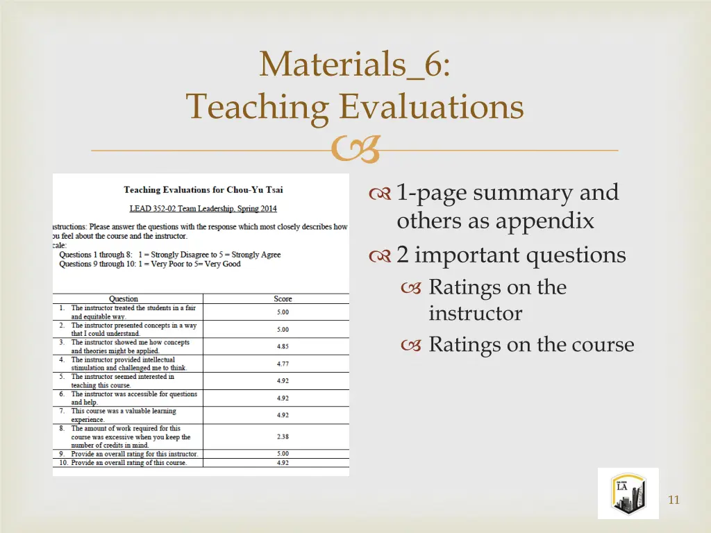 materials 6 teaching evaluations