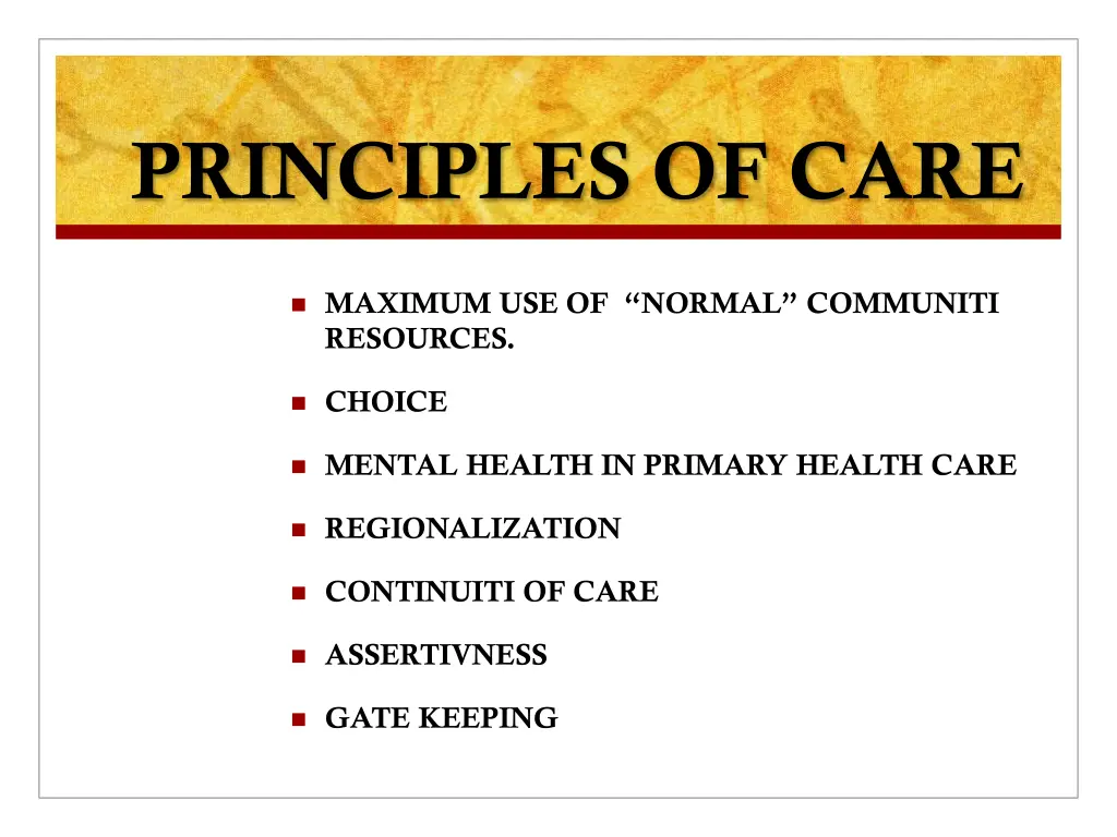 principles of care