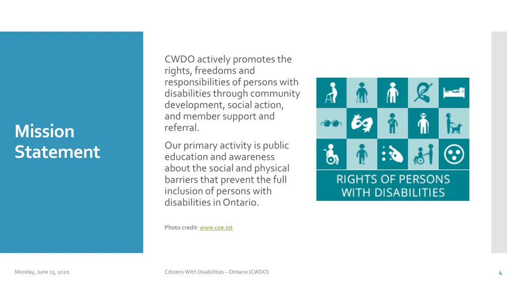 cwdo actively promotes the rights freedoms