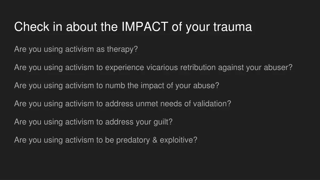 check in about the impact of your trauma