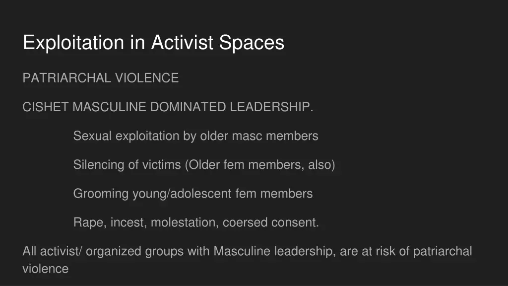 exploitation in activist spaces