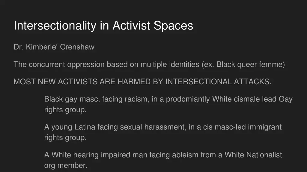 intersectionality in activist spaces