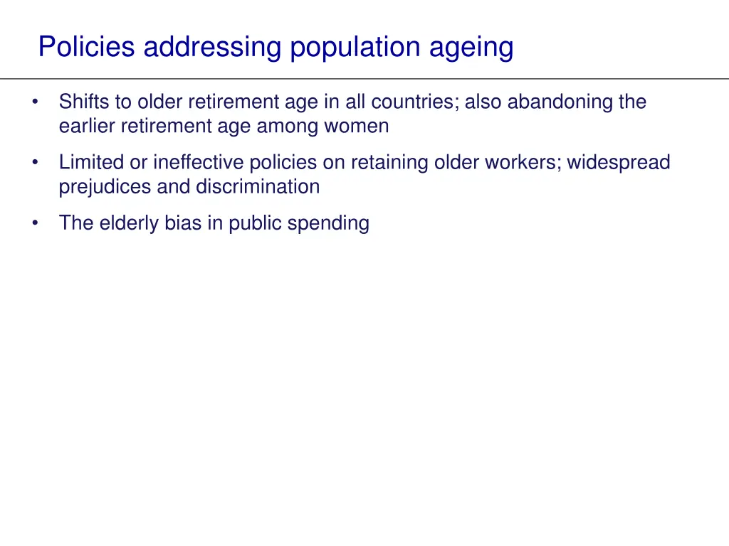 policies addressing population ageing