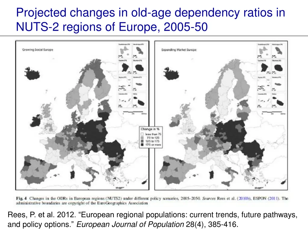 projected changes in old age dependency ratios