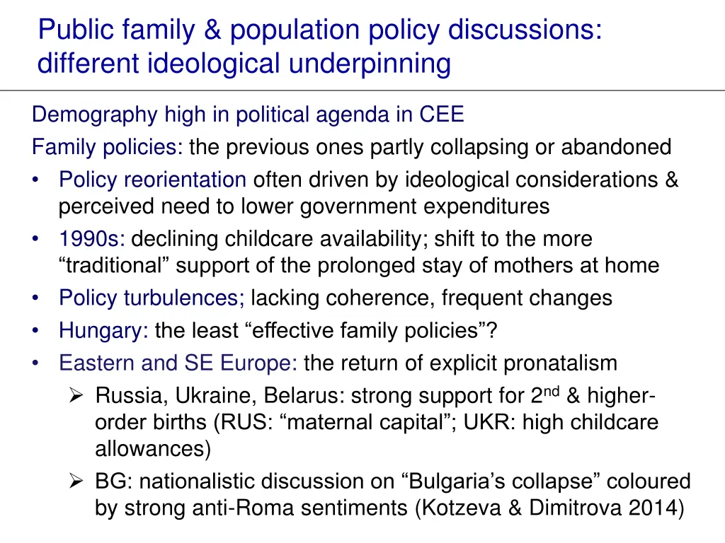 public family population policy discussions