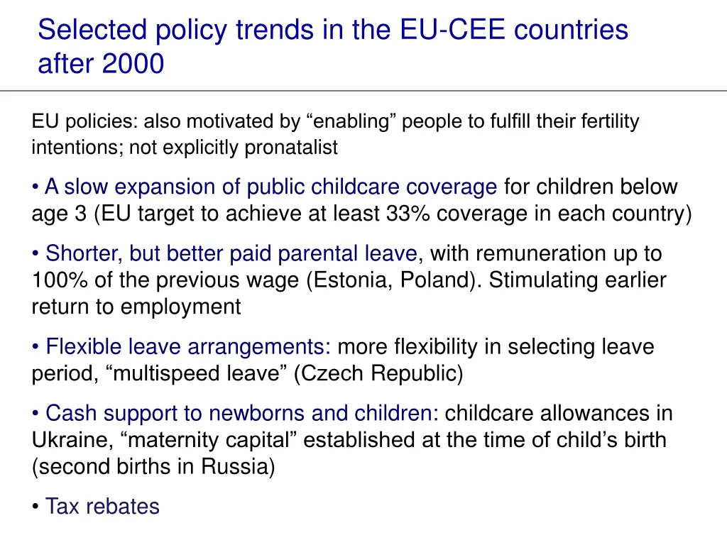 selected policy trends in the eu cee countries