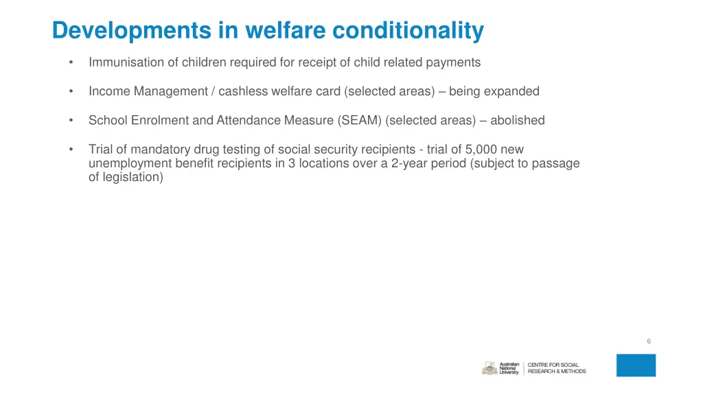 developments in welfare conditionality 1