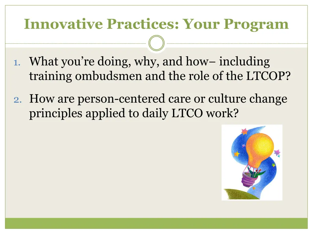 innovative practices your program