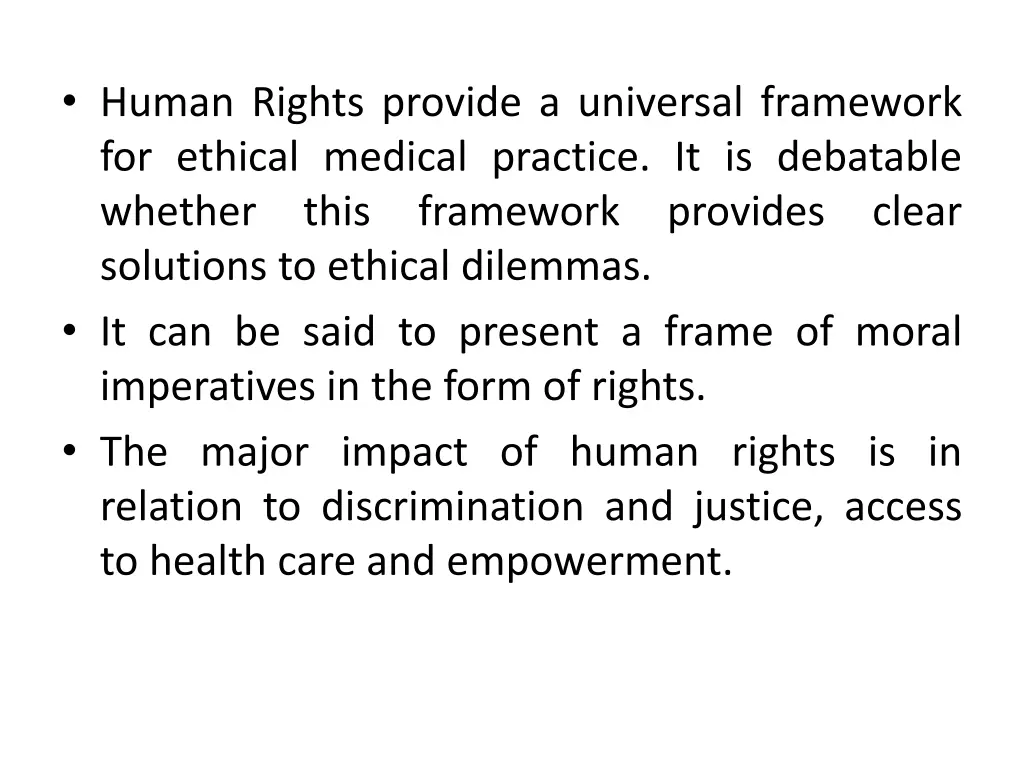 human rights provide a universal framework