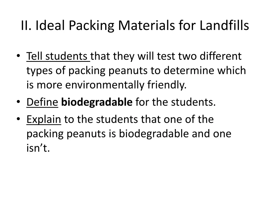 ii ideal packing materials for landfills 1