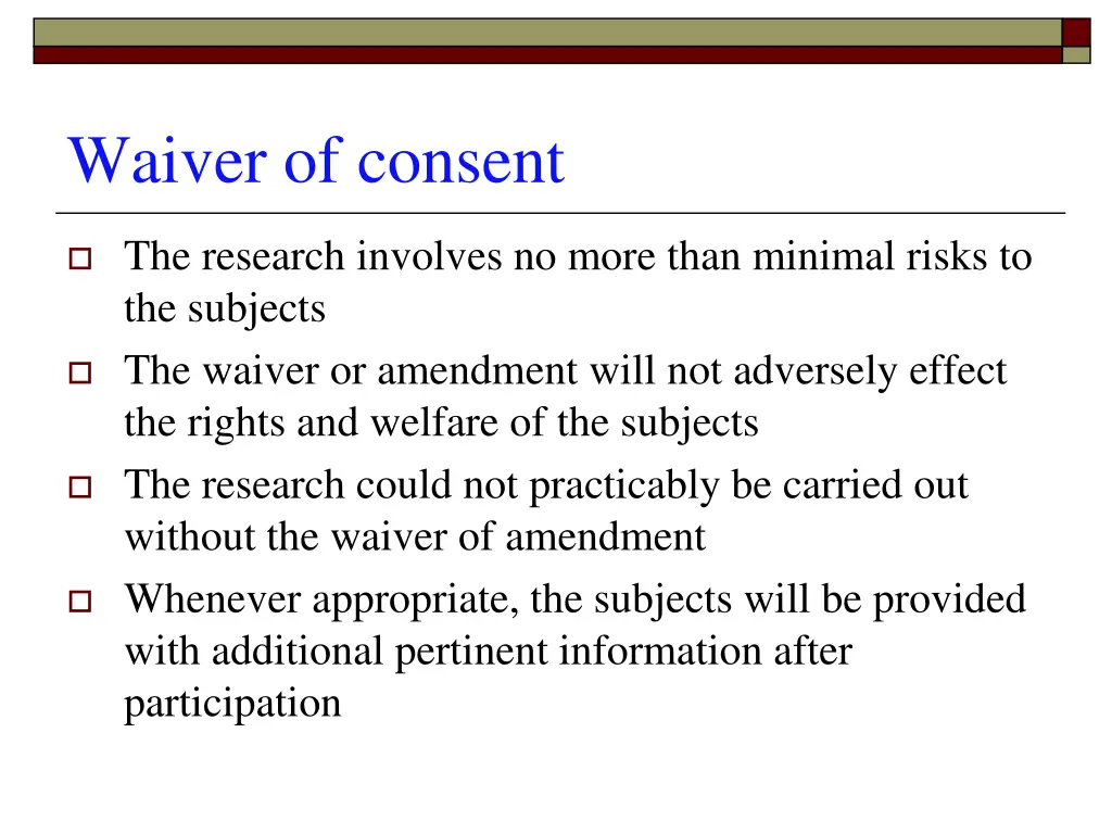 waiver of consent