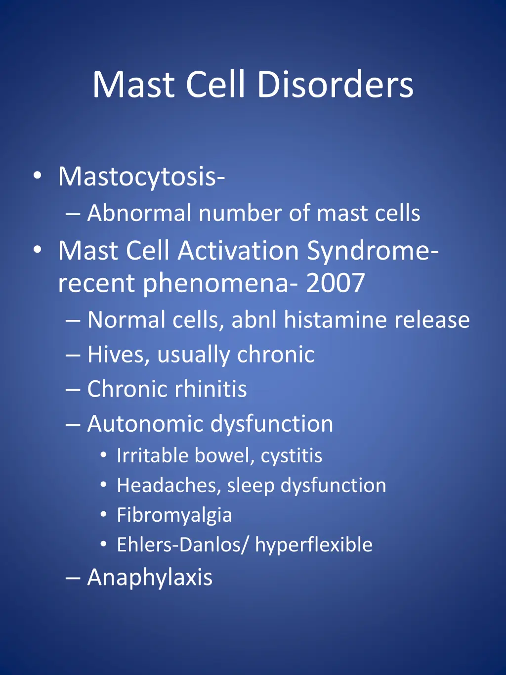 mast cell disorders