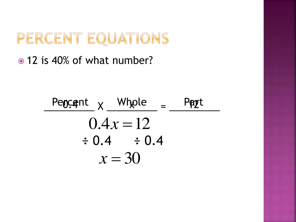 percent equations 2