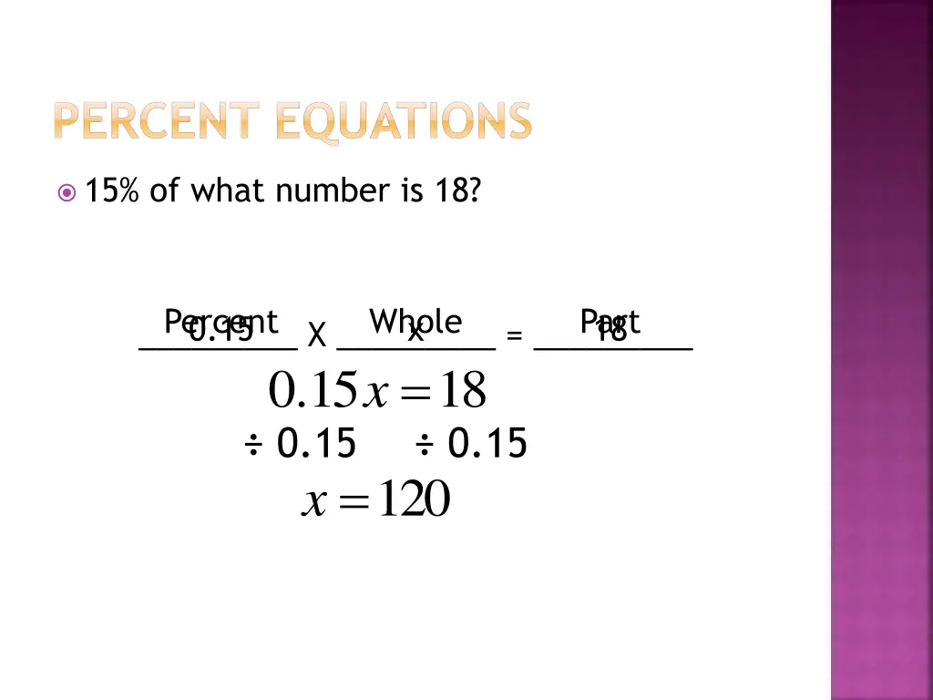 percent equations 4