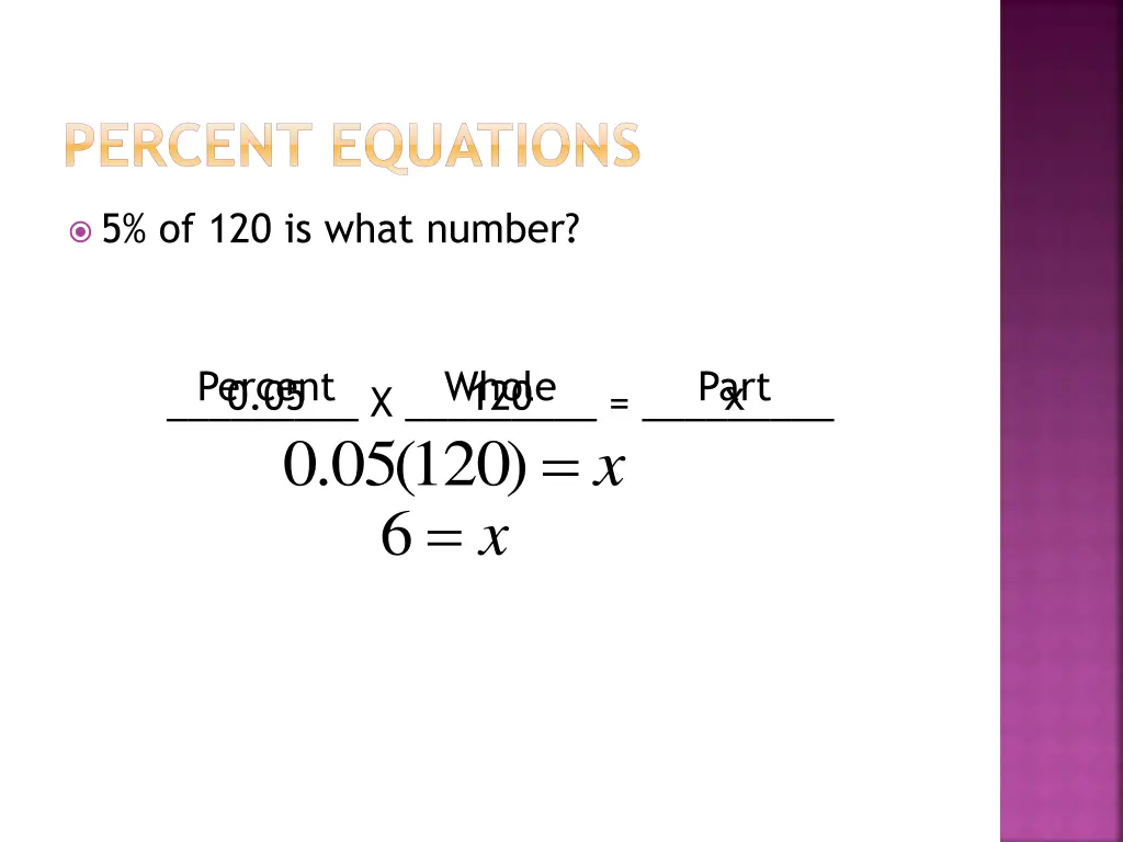 percent equations 6