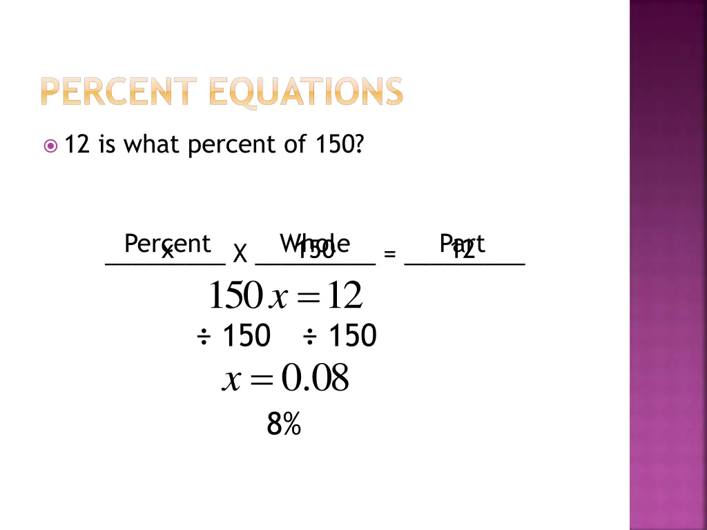 percent equations 7