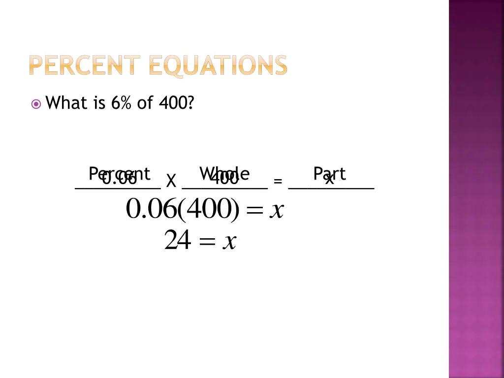 percent equations 8