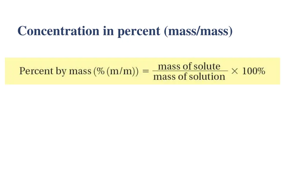 concentration in percent mass mass