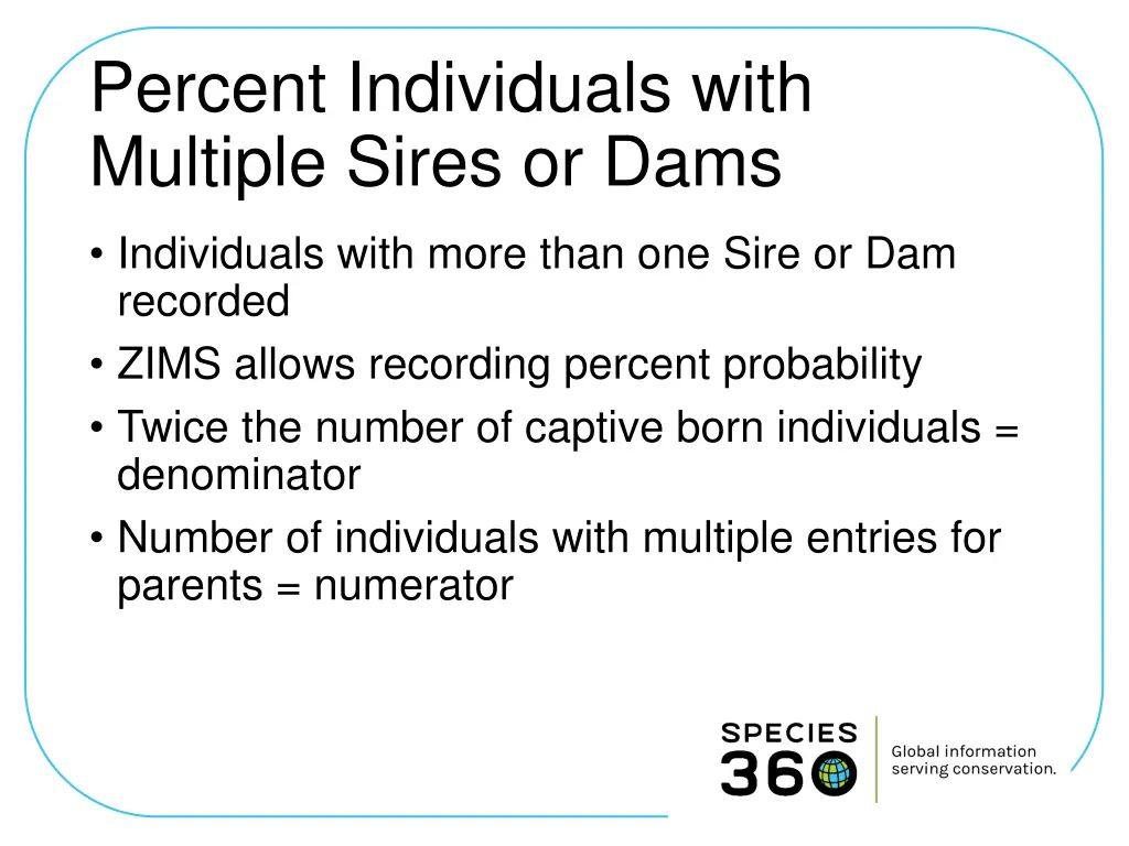 percent individuals with multiple sires or dams