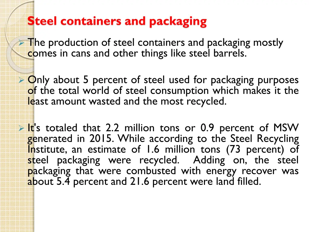 steel containers and packaging